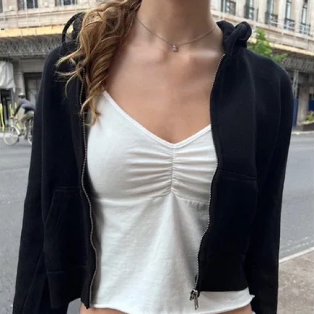 brandy melville black crystal cropped hoodie